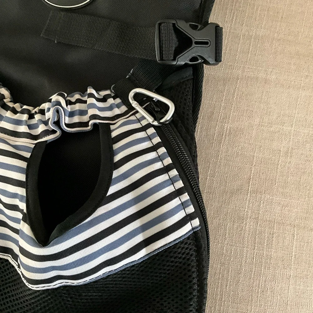 Black and White Striped Small Pet Carrier